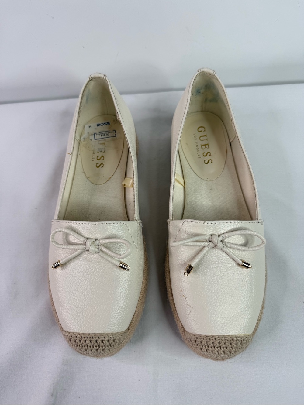 GUESS Cream Bow Espadrille Loafers Size 5.5